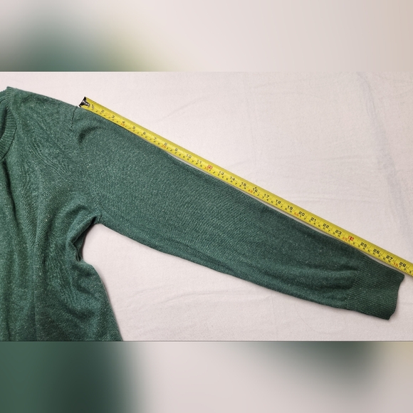 Vintage Eddie Bauer Men's Forest Green Cotton Linen 90s V-Neck Sweater Sz TL - Picture 7 of 7